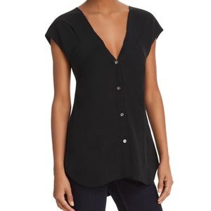 Theory Off Shoulder Button Down Top. 100% Silk